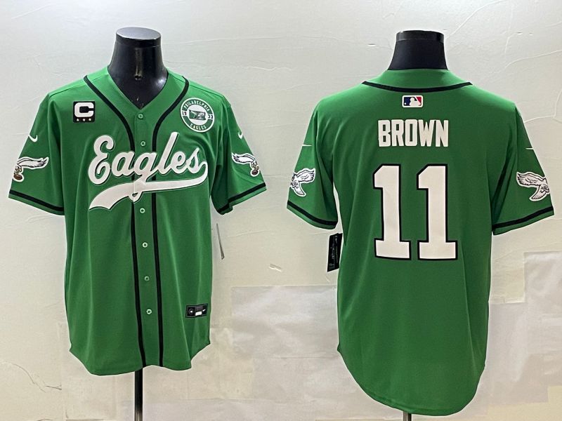 Men Philadelphia Eagles 11 Brown Green three generations Jointly Name 2025 Nike Limited NFL Jersey style 14